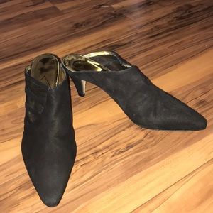 Black felt high heels